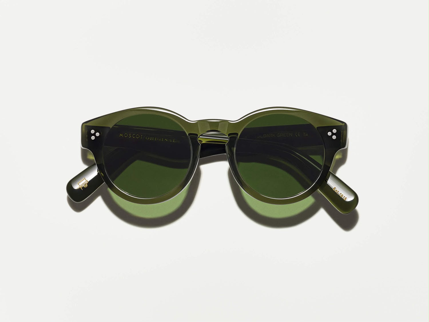 Lentes Moscot Grunya 47, color dark green.