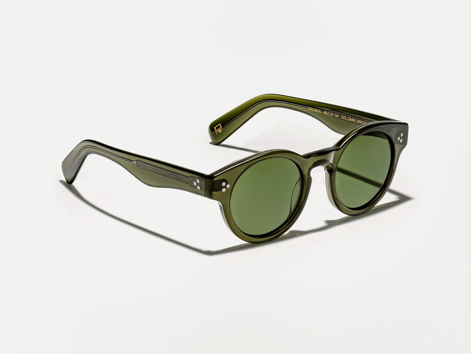 Lentes Moscot Grunya 47, color dark green.